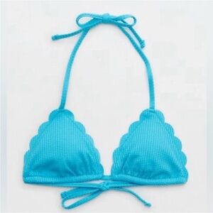Aerie Scalloped Blue string Bikini Top Size XL New with tag